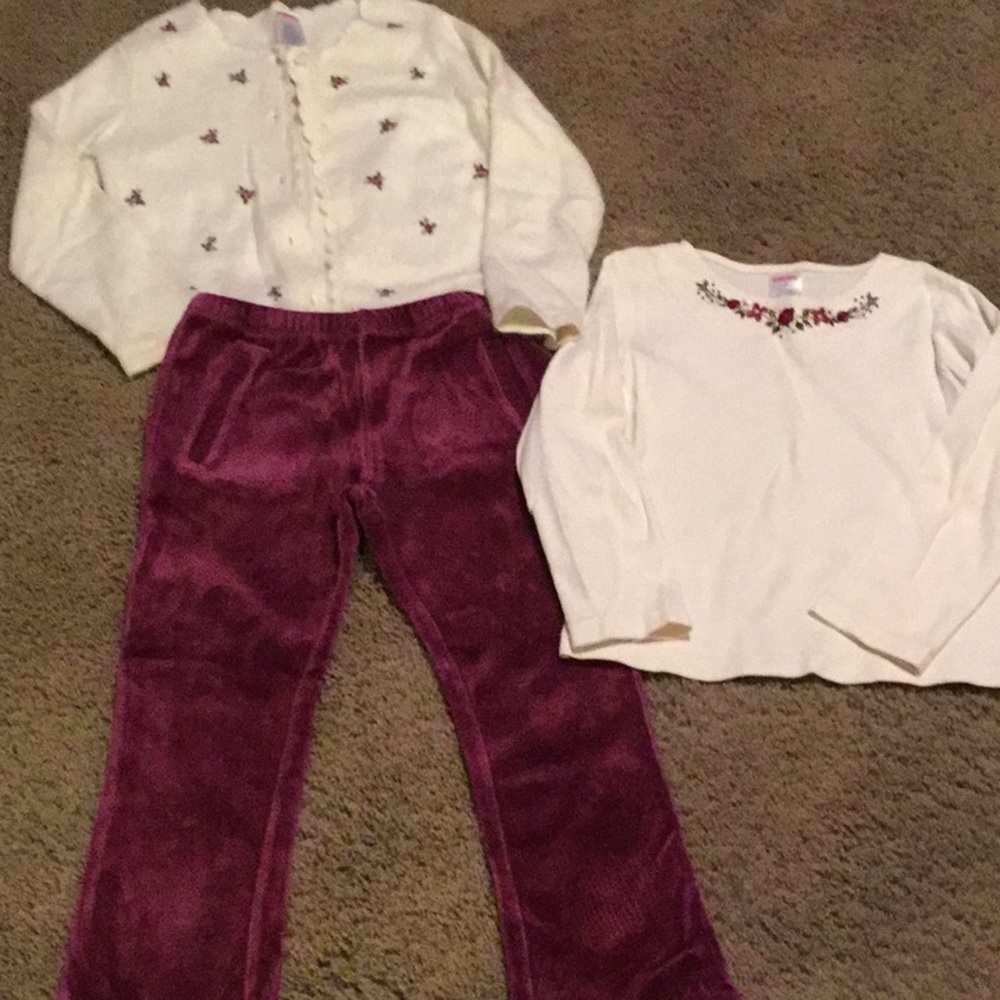 Vintage Gymboree’s Tradition Holiday line sweater & top & Gap velour pants sz 5